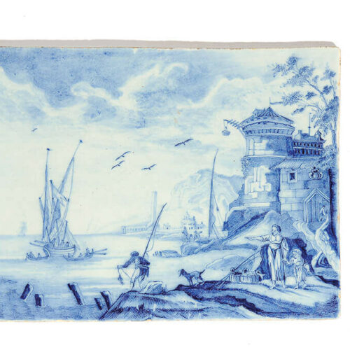 Antique Blue And White Delftware Plaque