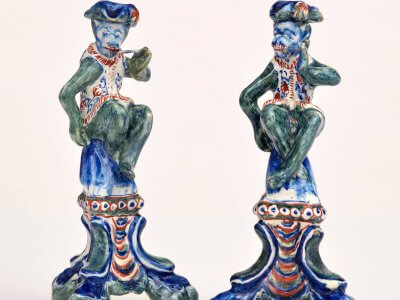 Antique Pair Of Monkey Figures By Lambertus Van Eenhoorn At Aronson Antiquairs