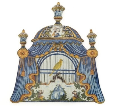 Birdcage plaque, Delftware. Museum of Decorative Arts, Paris
