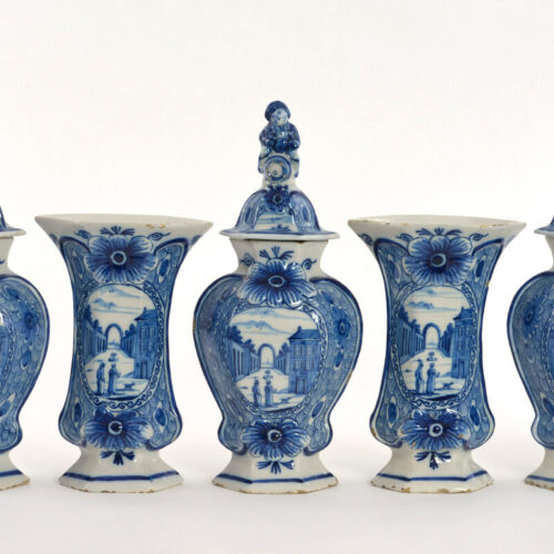 A Five Piece Garnitures Of Delftware At Aronson Antiquairs