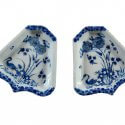 D1607. Pair Of Blue And White Fan-Shaped Sweetmeat Dishes