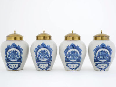 Antique Amorial Tobacco Jars At Aronson Antiquairs