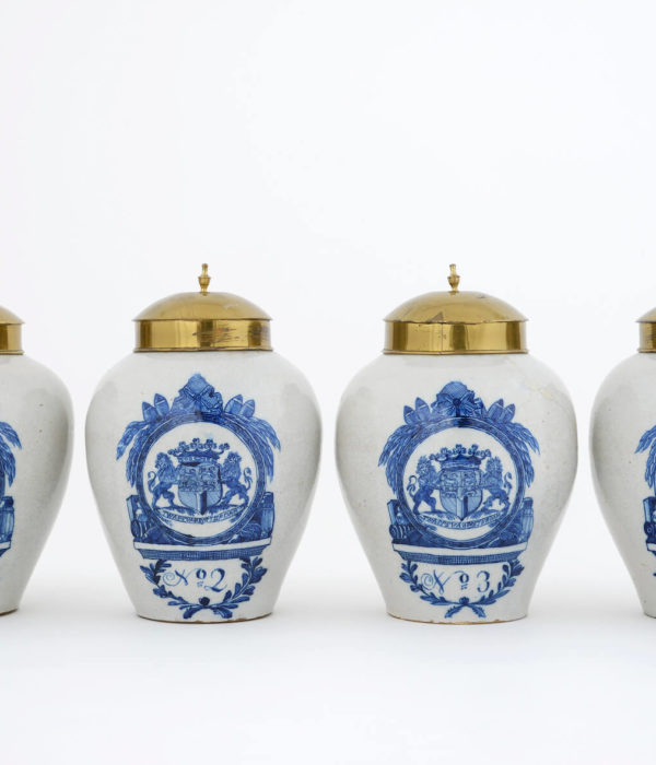 Antique Amorial Tobacco Jars at Aronson Antiquairs