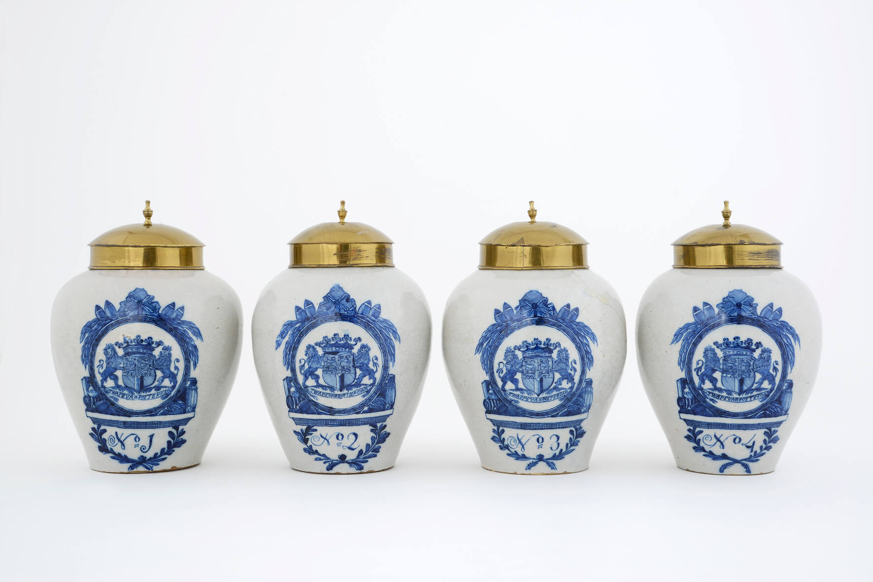 Antique Amorial Tobacco Jars at Aronson Antiquairs