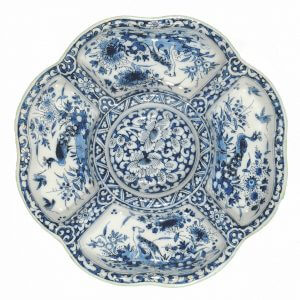 9007 Blue and White Compartmented Sweetmeat Dish