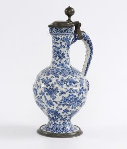 1231 Blue and White Pewter-Mouted Ewer