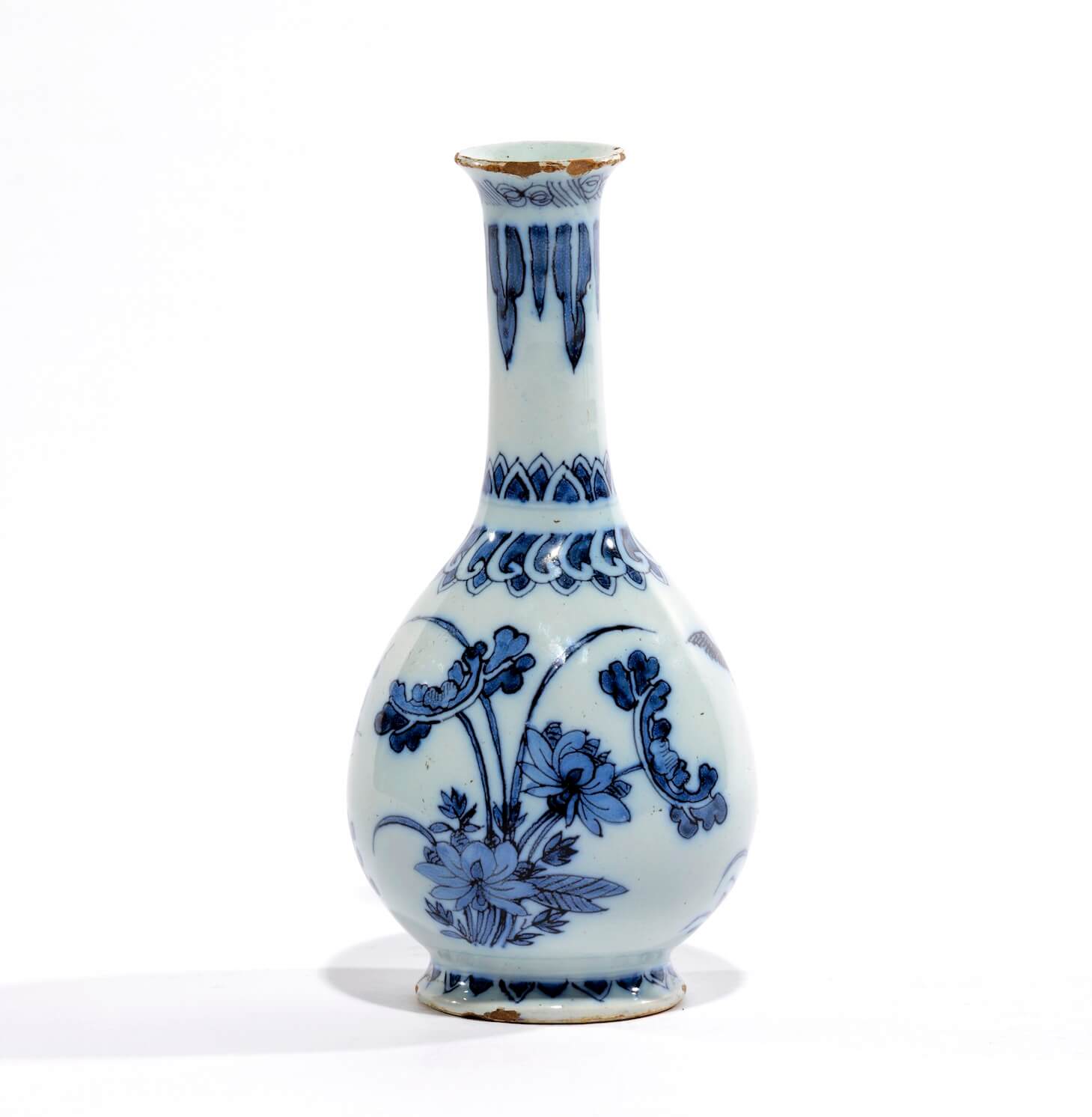 De Grieksche A delftware blue and white bottle vase at Aronson Antiquairs