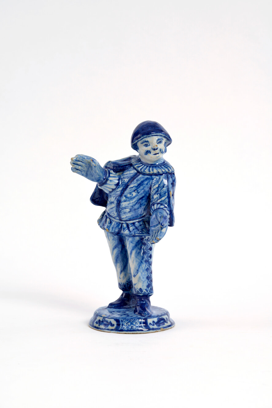 1751 - Blue and White Commedia dell'Arte Figure Ceramic Commedia dell'Arte Figurine Aronson Antiquairs