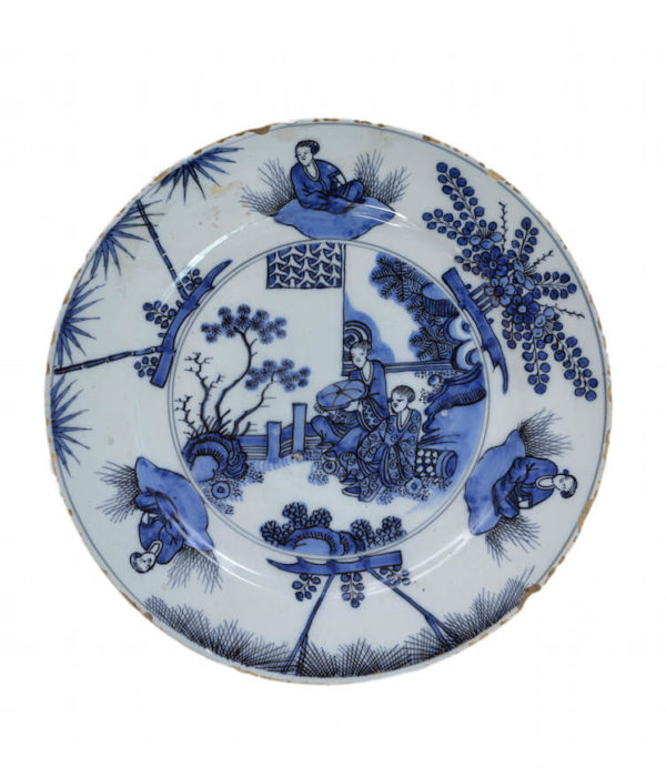 delftware blue and white plate Aronson antiquairs