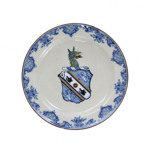 Delftware Polychrome Armorial Plate At Aronson Antiquairs