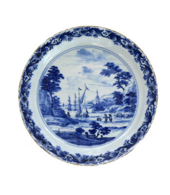 D514. Blue And White Deep Plate