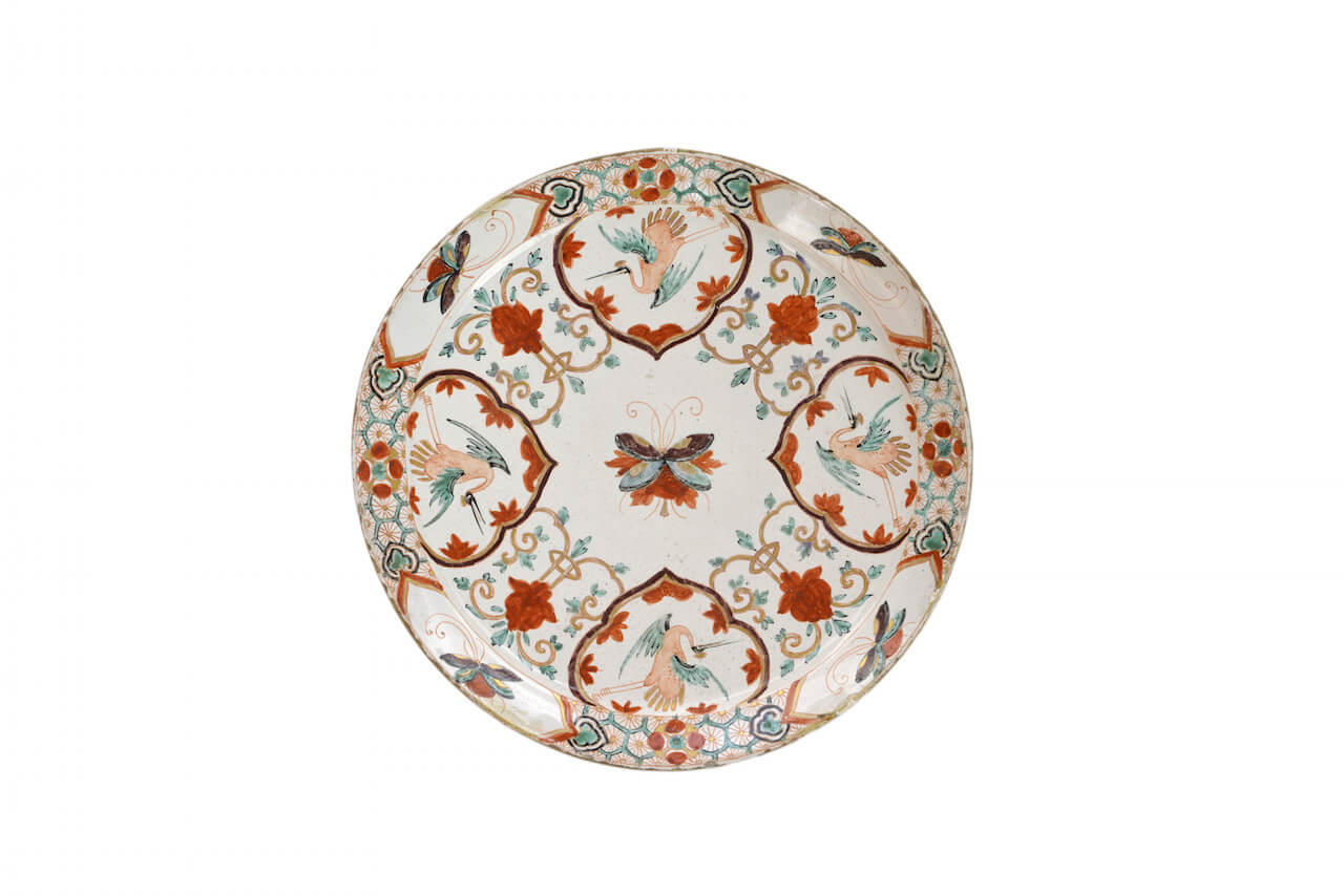 polychrome plate with beautiful butterflies at Aronson Antiquairs