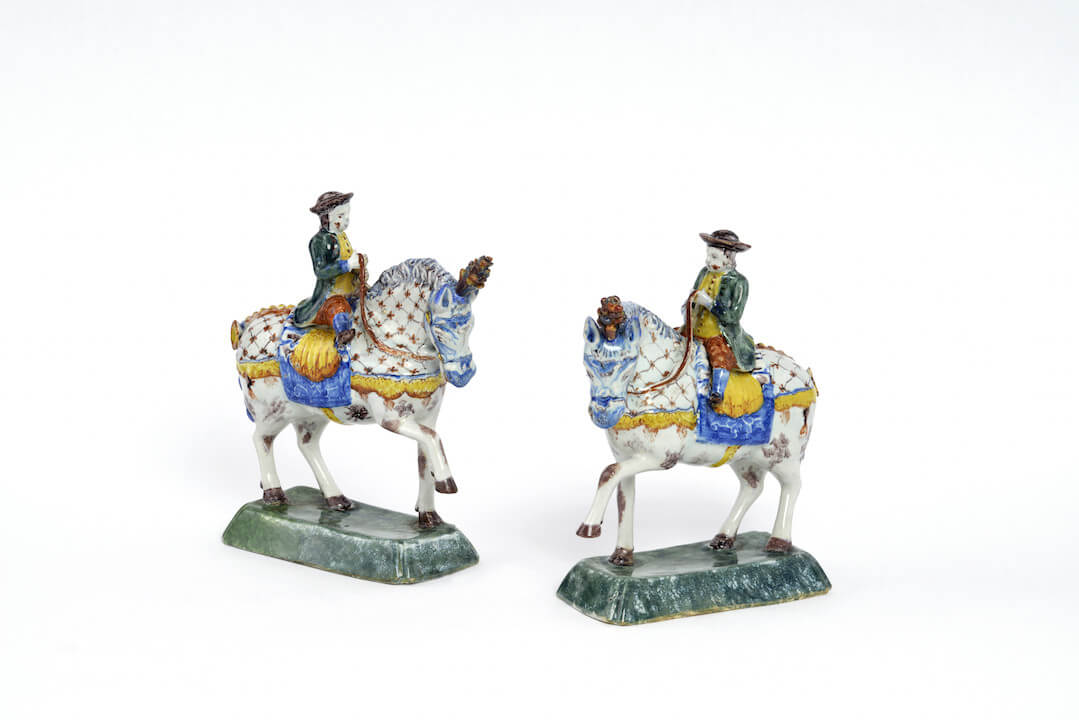 •D1779. Pair of Polychrome Equestrian Groups