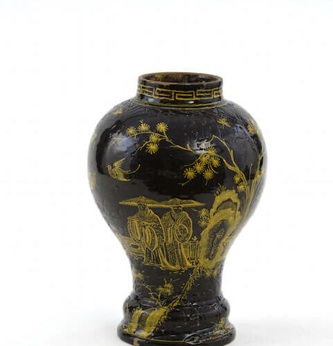 Antique Glazed Brown Vase Aronson Antiquairs