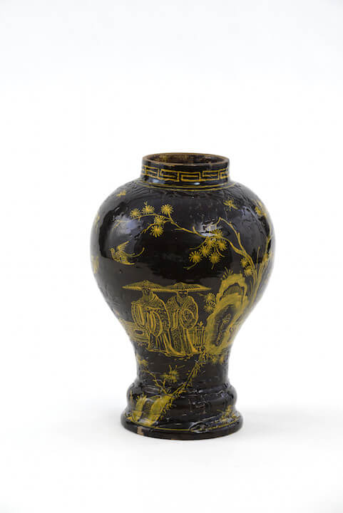 Antique glazed brown vase Aronson Antiquairs
