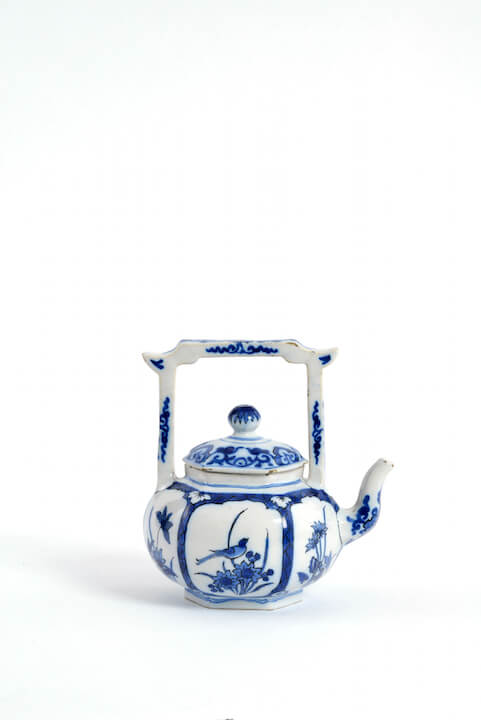 Ceramic blue and white teapot
