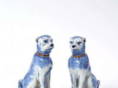 Polychrome Figures Seated Dogs Aronson Antiquairs