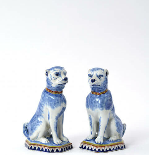 Polychrome Figures Seated Dogs Aronson Antiquairs