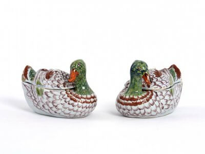 Antique Duck Tureens Polychrome Coloured