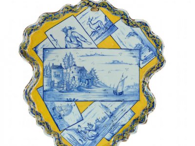 1757 Polychrome Shield Shaped Plaque Aronson Antiquairs