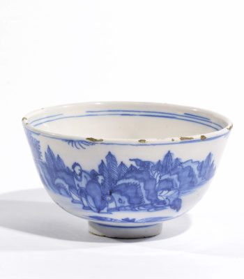 D1604. Blue And White Chinoiserie Deep Bowl