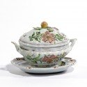 • D1624. Polychrome ‘Petit Feu’ Sauce Tureen, Cover And Stand