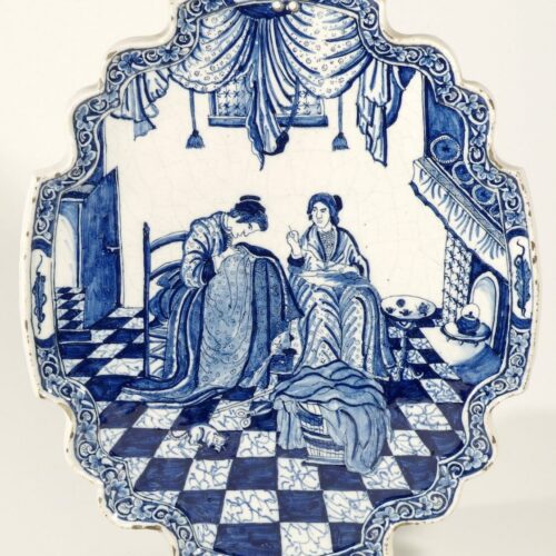 Antique Plaque Blue And White Ceramic