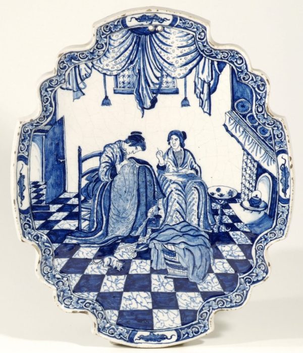 antique plaque blue and white ceramic