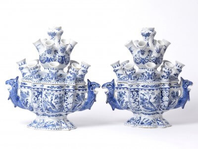 Antique Delftware Flower Vases At Aronson Antiquairs