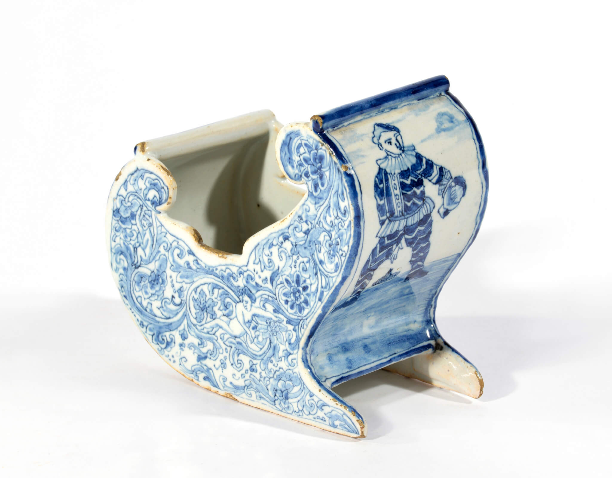 antique ceramic blue and white sleigh