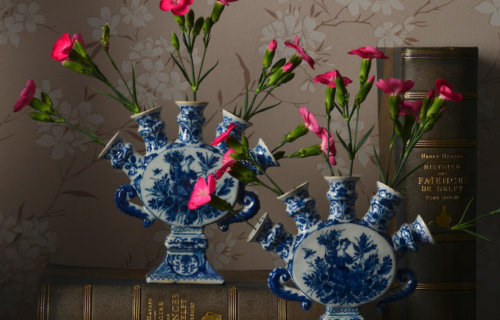 Delft Blue Flower Vases Antique Aronson