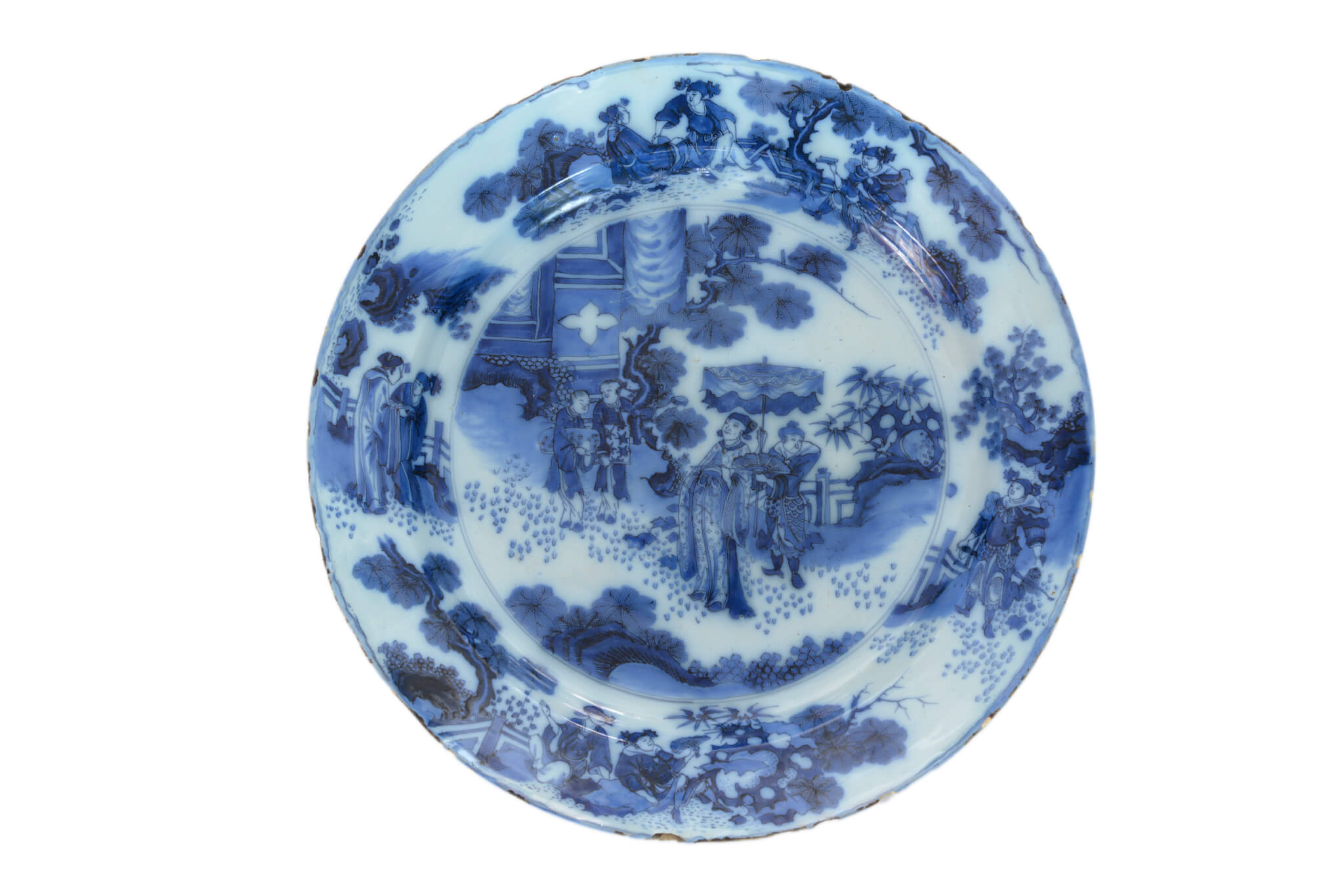 • D1816. Blue and White Chinoiserie Massive Charger