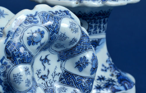 delftware set of blue and white salt cellars