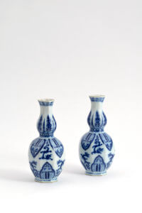Aronson Antiquairs Delftware Gourd Shaped Vases