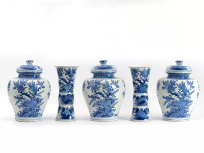 Delftware Blue Garniture Aronson Antiquairs