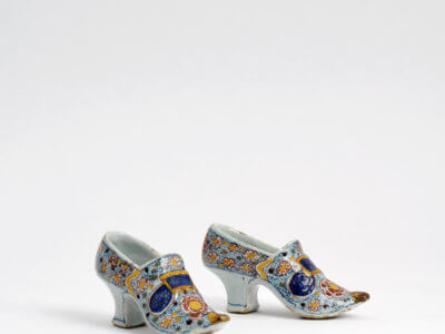 Antique Pair Of Polychrome Shoes