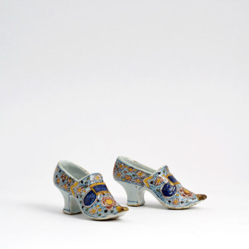 Antique Pair Of Polychrome Shoes