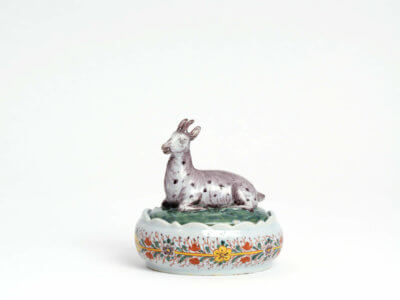 Antique Polychrome Butter Tub Goat Aronson Antiquairs