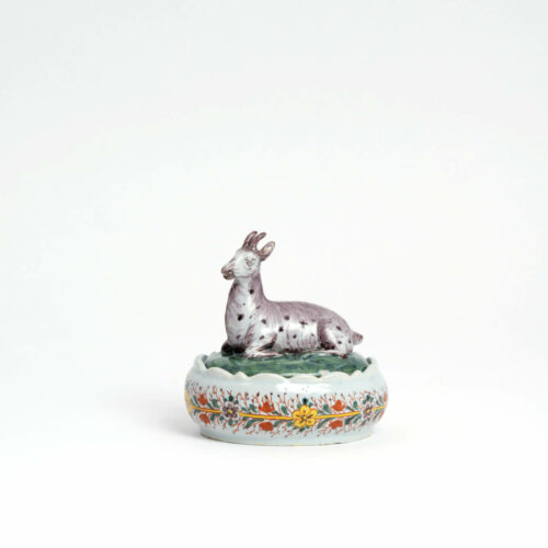 Antique Polychrome Butter Tub Goat Aronson Antiquairs