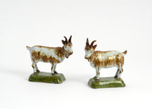 Duo Of Polychrome Goats Aronson Antiquairs