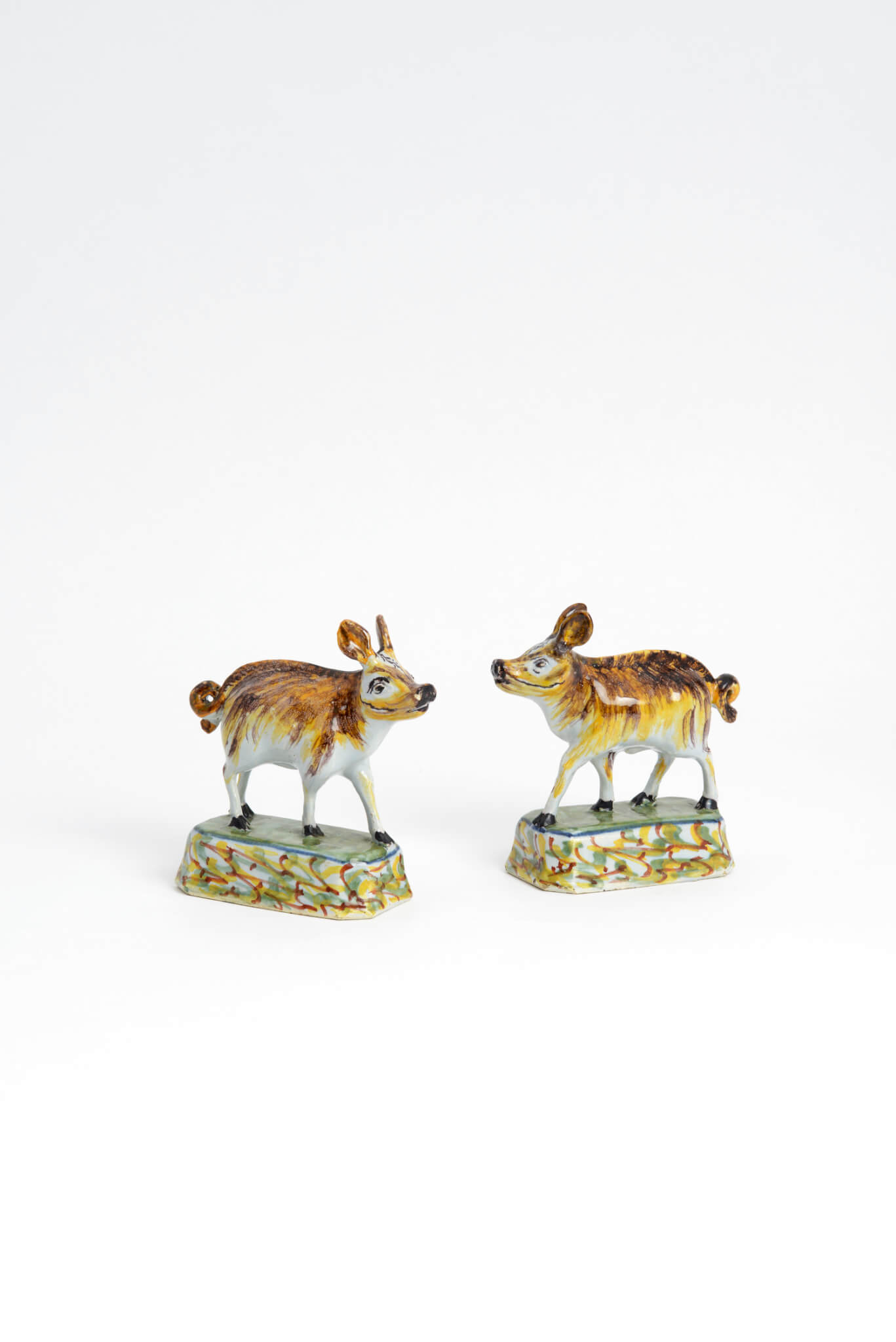 • D1851. Two Polychrome Figures of Small Wild Boars
