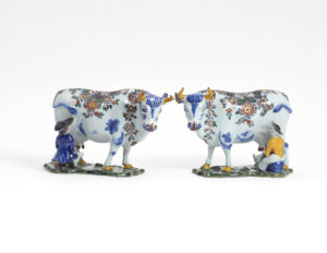 Polychrome Delftware Antique Milking Duo