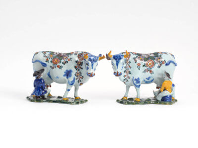 Polychrome Delftware Antique Milking Duo