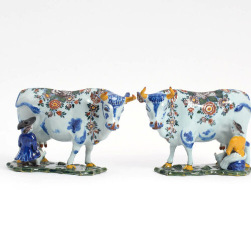 Polychrome Delftware Antique Milking Duo