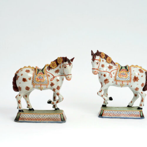 Pair Of Polychrome Petit Fue Horses