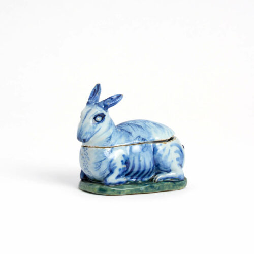 Antique Polychrome Hare Crouching