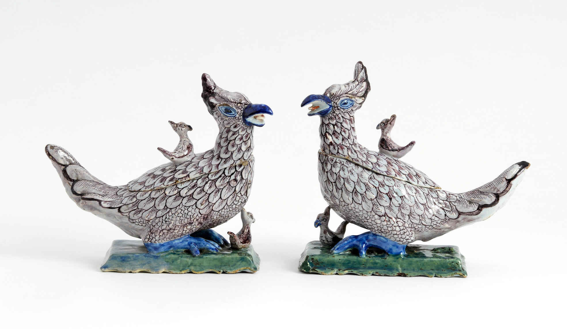 antique polychrome pheasant tureens Aronson Antiquairs