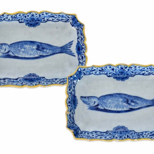 Antique Polychrome Herring Dishes