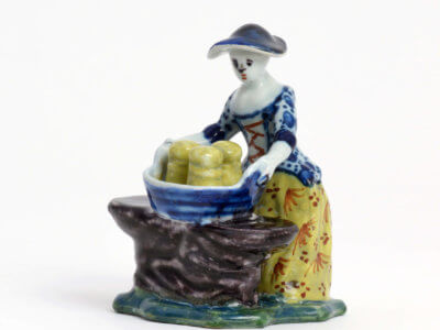 Antique Polychrome Butter Vendor