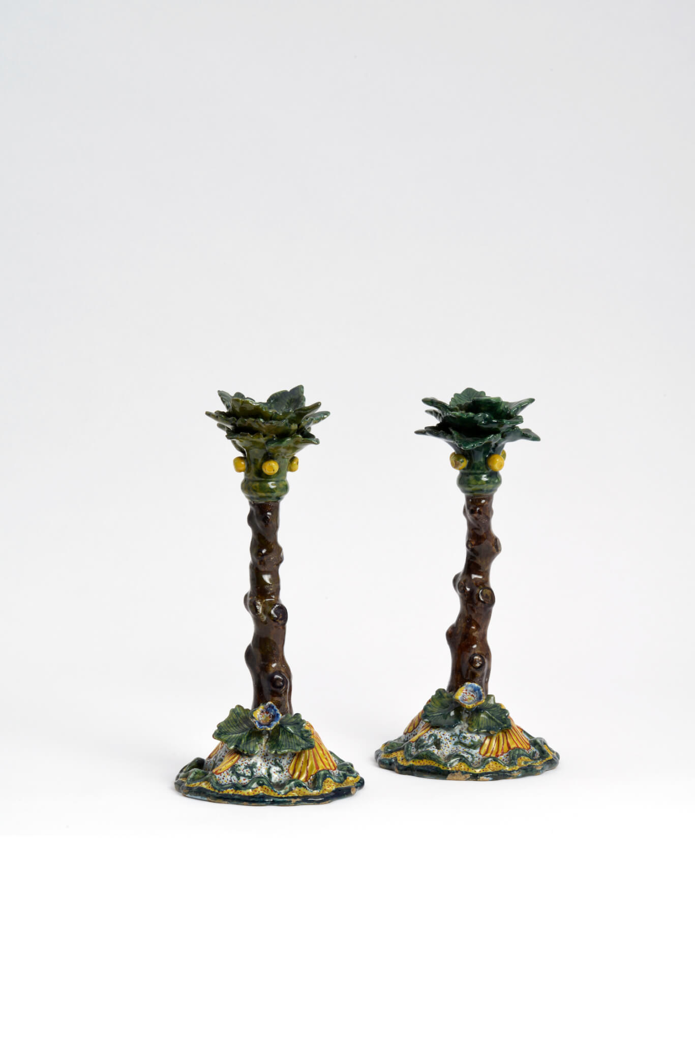 antique polychrome candlesticks